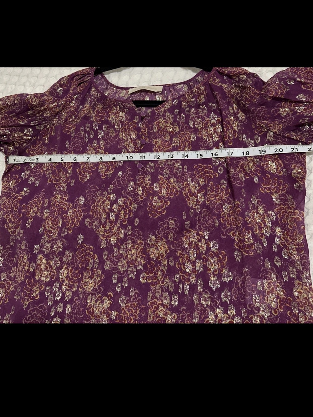 Vanessa Bruno Seban Blouse Metallic Floral Purple Boho Sz 40 USA M - Picture 5 of 7
